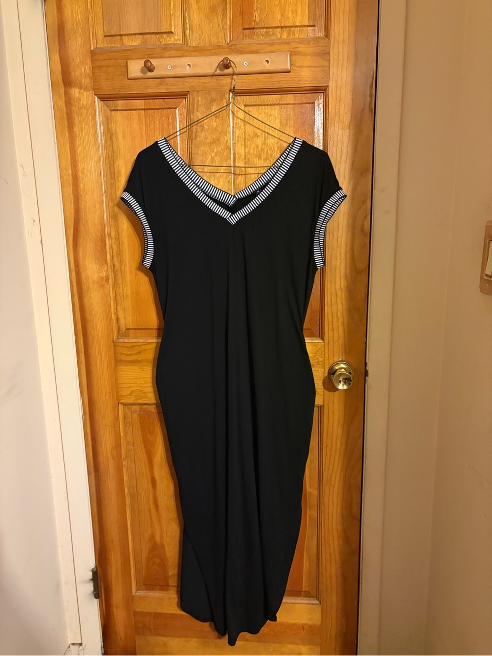 Merona Black Maxi Dress with Striped Trim